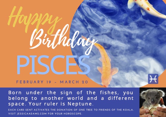 Pisces Birthday Card - Birthday Horoscope Cards
