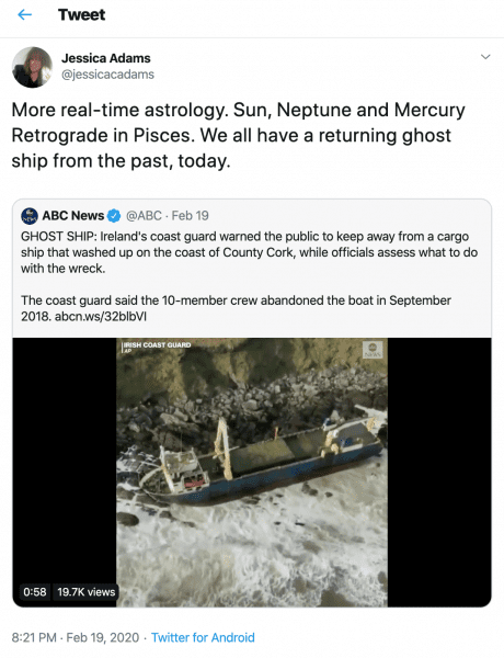 @jessicaadams tweets about returning ghost ship 460x600 - The Light Side of Mercury Retrograde