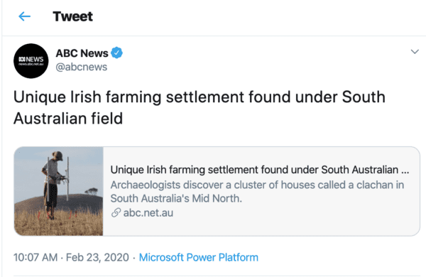 ABC News Tweet About Irish Farming Settlement found under SA field 600x390 - The Light Side of Mercury Retrograde
