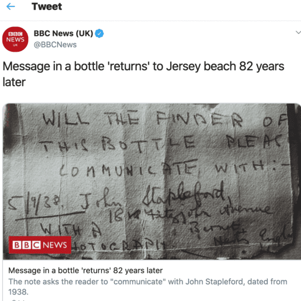 BBC News UK Tweet Message in a bottle e1582928163732 600x600 - The Light Side of Mercury Retrograde