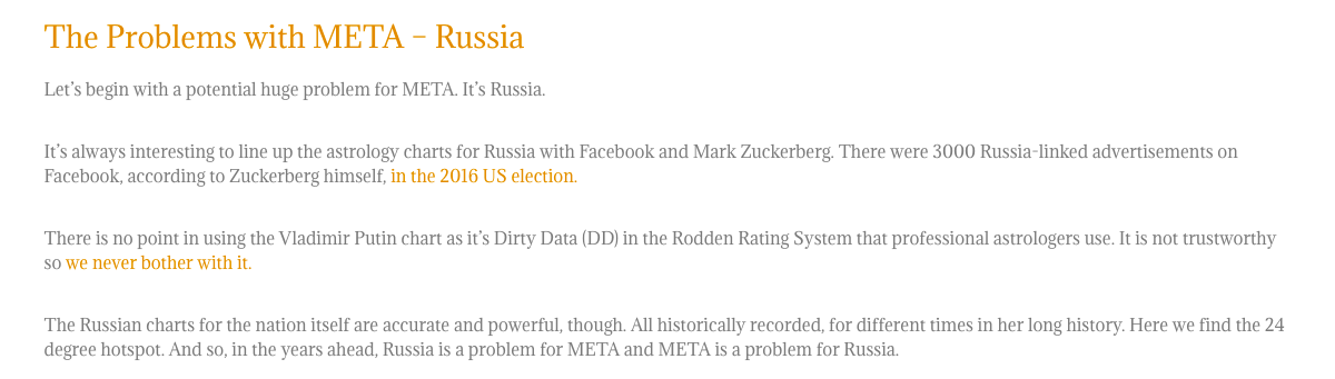 True Facebook Meta - Russia, Ukraine and Astrology