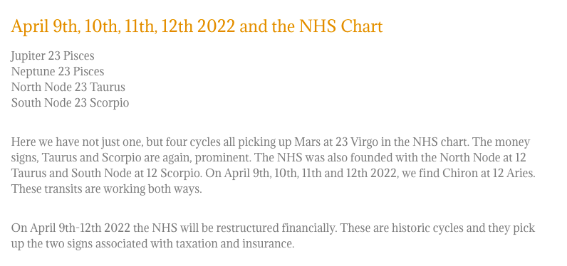 April 9 to 12 - True NHS Astrology Predictions
