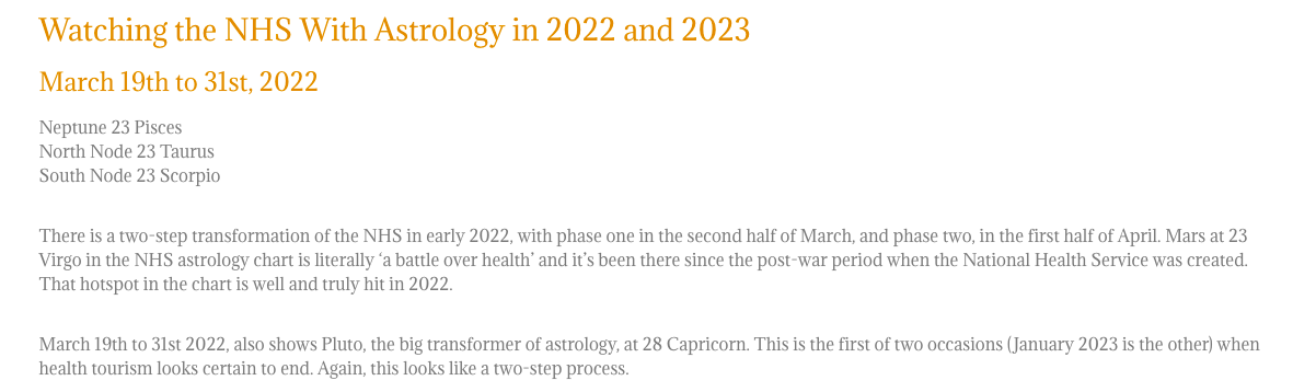 March 19 to 31 NHS - True NHS Astrology Predictions