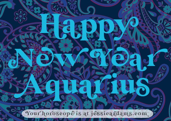 Astrology eCard AQUARIUS Happy New Year - Seasonal Astrology E-Cards