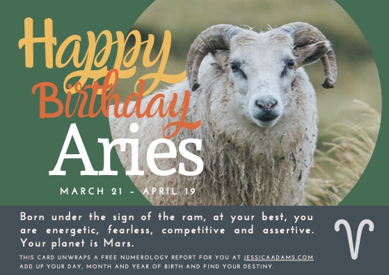 Aries Astrology Birthday Card 1 - Astrology Birthday Cards Collection