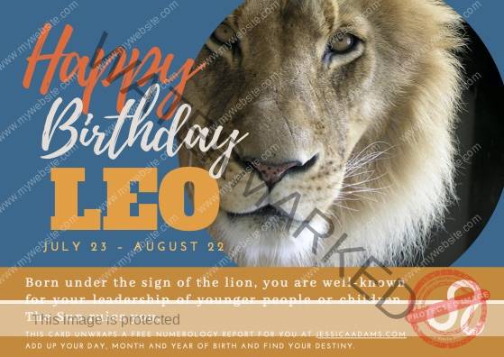 Leo Astrology Birthday Card 1 - Astrology Birthday Cards Collection