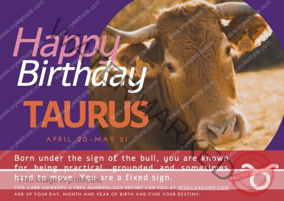 Taurus Astrology Birthday Card 1 - Astrology Birthday Cards Collection