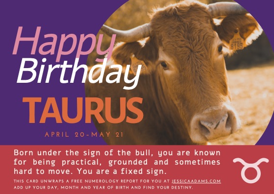 Taurus Astrology Birthday Card 1 - Astrology Birthday Cards Collection