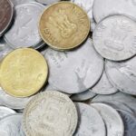 silver and gold round coins